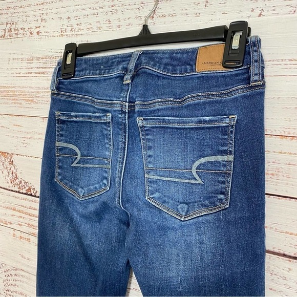 American eagle super stretch ripped size 2 reg distressed casual skinny jeggings - Picture 6 of 9